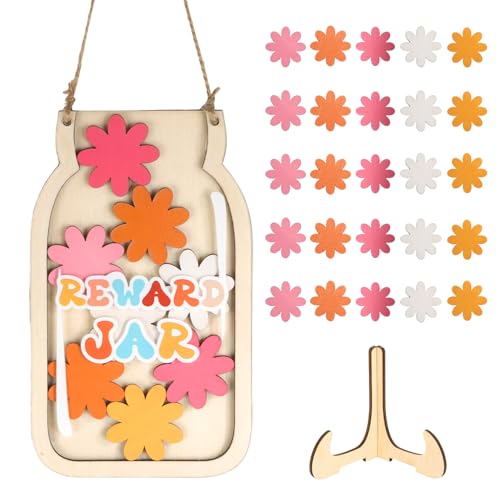 Prmape Belohnungsglas für Kinder, Belohnungsglas Klassenzimmer mit 25 Blumen, Belohnungssystem Kinder Glas aus Holz, Belohnungsglas Schule für Gutes Benehmen, Zuhause und Schule Prmape Belohnungsglas für Kinder, Belohnungsglas Klassenzimmer mit 25 Blumen, Belohnungssystem Kinder Glas aus Holz, Belohnungsglas Schule für Gutes Benehmen, Zuhause und Schule von Prmape
