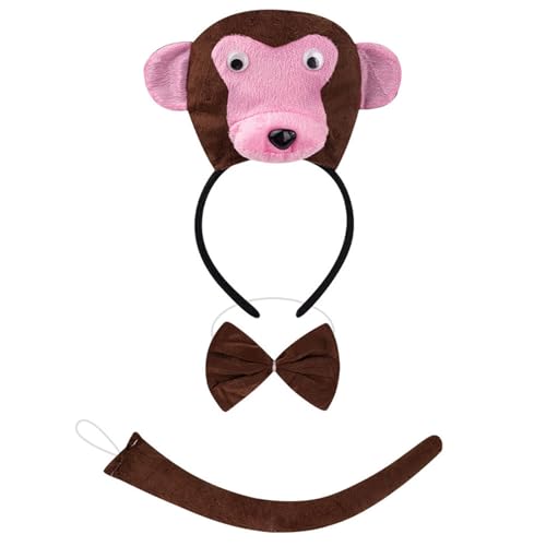 Prmaylis Maus/Schweine/Kuh/Affe/Schaf/Tyger/Hunde Kostüm Set Ohren Stirnband Schwanzböden Kinder Halloween Weihnachtstier Cosplay Requisiten von Prmaylis