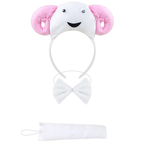 Prmaylis Maus/Schweine/Kuh/Affe/Schaf/Tyger/Hunde Kostüm Set Ohren Stirnband Schwanzböden Kinder Halloween Weihnachtstier Cosplay Requisiten von Prmaylis