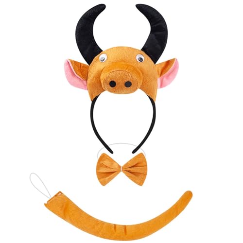 Prmaylis Maus/Schweine/Kuh/Affe/Schaf/Tyger/Hunde Kostüm Set Ohren Stirnband Schwanzböden Kinder Halloween Weihnachtstier Cosplay Requisiten von Prmaylis