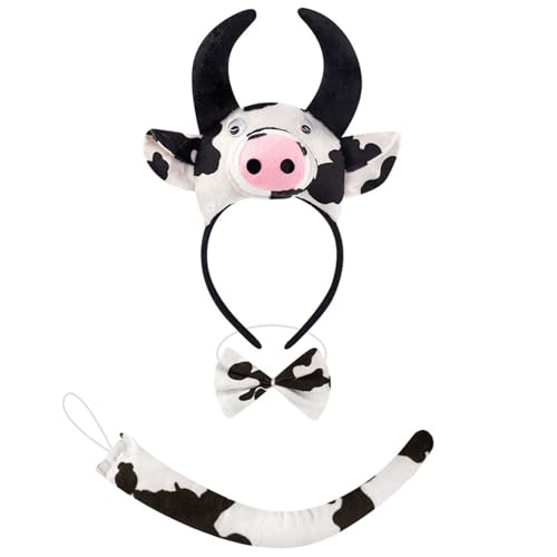 Prmaylis Maus/Schweine/Kuh/Affe/Schaf/Tyger/Hunde Kostüm Set Ohren Stirnband Schwanzböden Kinder Halloween Weihnachtstier Cosplay Requisiten von Prmaylis