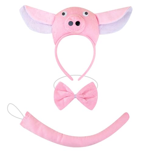 Prmaylis Maus/Schweine/Kuh/Affe/Schaf/Tyger/Hunde Kostüm Set Ohren Stirnband Schwanzböden Kinder Halloween Weihnachtstier Cosplay Requisiten von Prmaylis