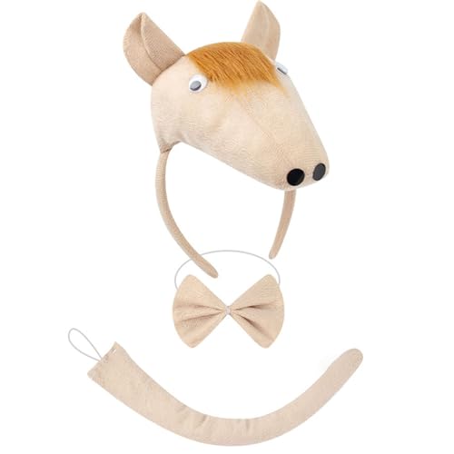 Prmaylis Maus/Schweine/Kuh/Affe/Schaf/Tyger/Hunde Kostüm Set Ohren Stirnband Schwanzböden Kinder Halloween Weihnachtstier Cosplay Requisiten von Prmaylis
