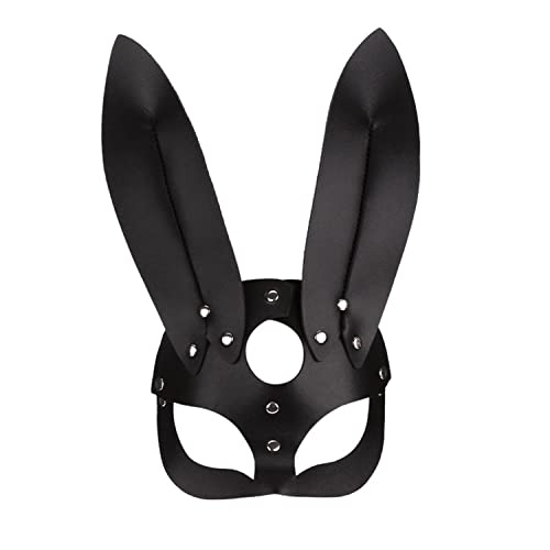 Frauen Ledermasken Hasenohren Fuchs Katze Maske Leder Halbgesichtsmaske Maskerade Party Maske für Cosplay Halloween Kostüm Zubehör (Hasenohr) von Pro-Noke