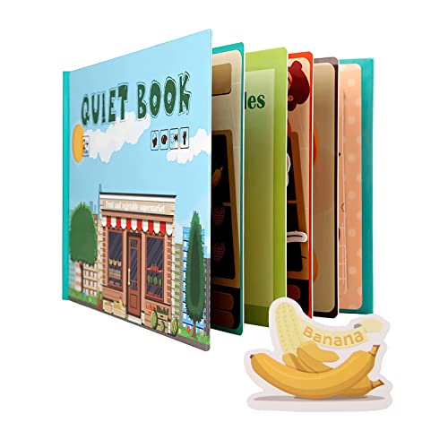 Pro-Noke Ruhiges Buch für Kleinkinder, 2-4 Lernfähigkeiten, interaktives beschäftigtes Buch, sensorisches Buch, Lernspielzeugbücher (Gemüse) von Pro-Noke