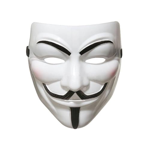 ProBytes V for Vendetta Maske - Guy Fawkes Hacker, Anonymous, Purge, Horror, Cosplay, Maskerade, Akt, Gedenken, 5. November, Karneval, Halloween, Festival, Lagerfeuernacht, On Size (Weiß) von ProBytes