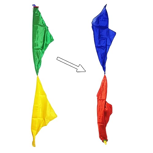 ProTriXX Color Changing Silks - Magie Zaubertücher, Taschentuch Farbwechsel, 2-fache Seidentuch Verwandlung, Requisiten für Magier und Anfänger, Street Magic Party Gag, Grün Gelb Rot Blau von ProTriXX