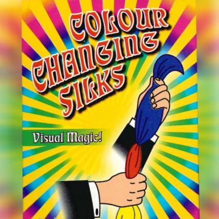 ProTriXX Color Changing Silks - Magie Zaubertücher, Taschentuch Farbwechsel, 2-fache Seidentuch Verwandlung, Requisiten für Magier und Anfänger, Street Magic Party Gag, Grün Gelb Rot Blau von ProTriXX