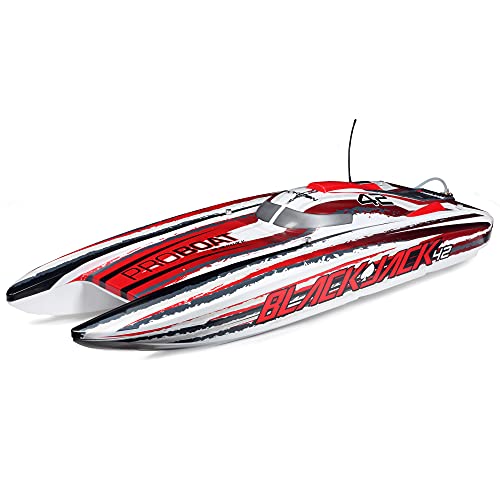 Blackjack 42" 8S Brushless Catamaran RTR: White/Red von Proboat