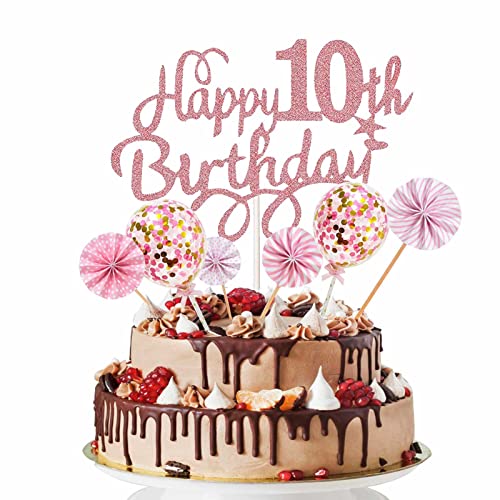 10.Geburtstag Tortendeko Probuk 7PCS Wiederverwendbar Glitzer Roségold Cake Topper Kuchendeko mit Papierfächer&Konfetti Luftballons,Partydekoration für Geburtstags/Hauspartys/Weihnachtsfeiern 10.Geburtstag Tortendeko Probuk 7PCS Wiederverwendbar Glitzer Roségold Cake Topper Kuchendeko mit Papierfächer&Konfetti Luftballons,Partydekoration für Geburtstags/Hauspartys/Weihnachtsfeiern von Probuk