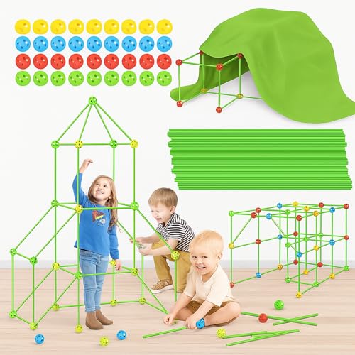 122-teiliges Kreatives DIY Bauspielzeug für Kinder – Konstruktionsset mit Spielzelt zum Höhle & Fort Bauen | Lernspielzeug für Mädchen & Jungen ab 3 Jahren | Förderung der Feinmotorik & Kreativität 122-teiliges Kreatives DIY Bauspielzeug für Kinder – Konstruktionsset mit Spielzelt zum Höhle & Fort Bauen | Lernspielzeug für Mädchen & Jungen ab 3 Jahren | Förderung der Feinmotorik & Kreativität von Probuk