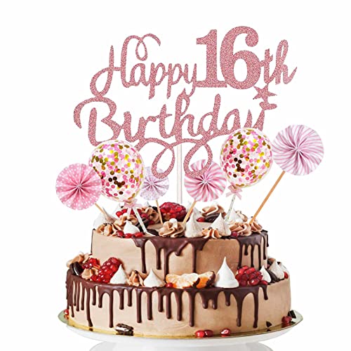 16.Geburtstag Tortendeko Probuk 7PCS Wiederverwendbar Glitzer Roségold Cake Topper Kuchendeko mit Papierfächer&Konfetti Luftballons,Partydekoration für Geburtstags/Hauspartys/Weihnachtsfeiern 16.Geburtstag Tortendeko Probuk 7PCS Wiederverwendbar Glitzer Roségold Cake Topper Kuchendeko mit Papierfächer&Konfetti Luftballons,Partydekoration für Geburtstags/Hauspartys/Weihnachtsfeiern von Probuk