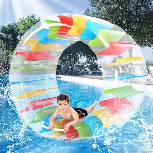 Aufblasbarer Rollen Schwimmer, 120cm Simming Pool Wasserrad, Aufblasbares Wasserrad, Farbe Riese Schwimmbad-Spielzeug mit Luftpumpe für Kinder und Erwachsene, Wasserspielzeug Kind Wasserpartys Aufblasbarer Rollen Schwimmer, 120cm Simming Pool Wasserrad, Aufblasbares Wasserrad, Farbe Riese Schwimmbad-Spielzeug mit Luftpumpe für Kinder und Erwachsene, Wasserspielzeug Kind Wasserpartys von Probuk