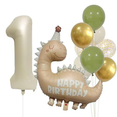 Dino Geburtstagsdeko 1 Jahr, Deko-Set mit Folienballons & Luftballons für Jungen & Mädchen, 1. Geburtstag Dinosaurier Motive, Happy Birthday Party Dekoration Dino Geburtstagsdeko 1 Jahr, Deko-Set mit Folienballons & Luftballons für Jungen & Mädchen, 1. Geburtstag Dinosaurier Motive, Happy Birthday Party Dekoration von Probuk