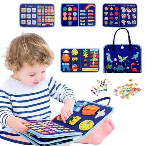 Probuk Montessori Busy Board für Kleinkinder 1 2 3 4 Jahre, Activity Board Motorikspielzeug-Förderung Motorik, Kreativität & Entdeckung,Baby Lernspielzeug Grundkenntnisse,Baby Geschenk Junge Mädchen von Probuk