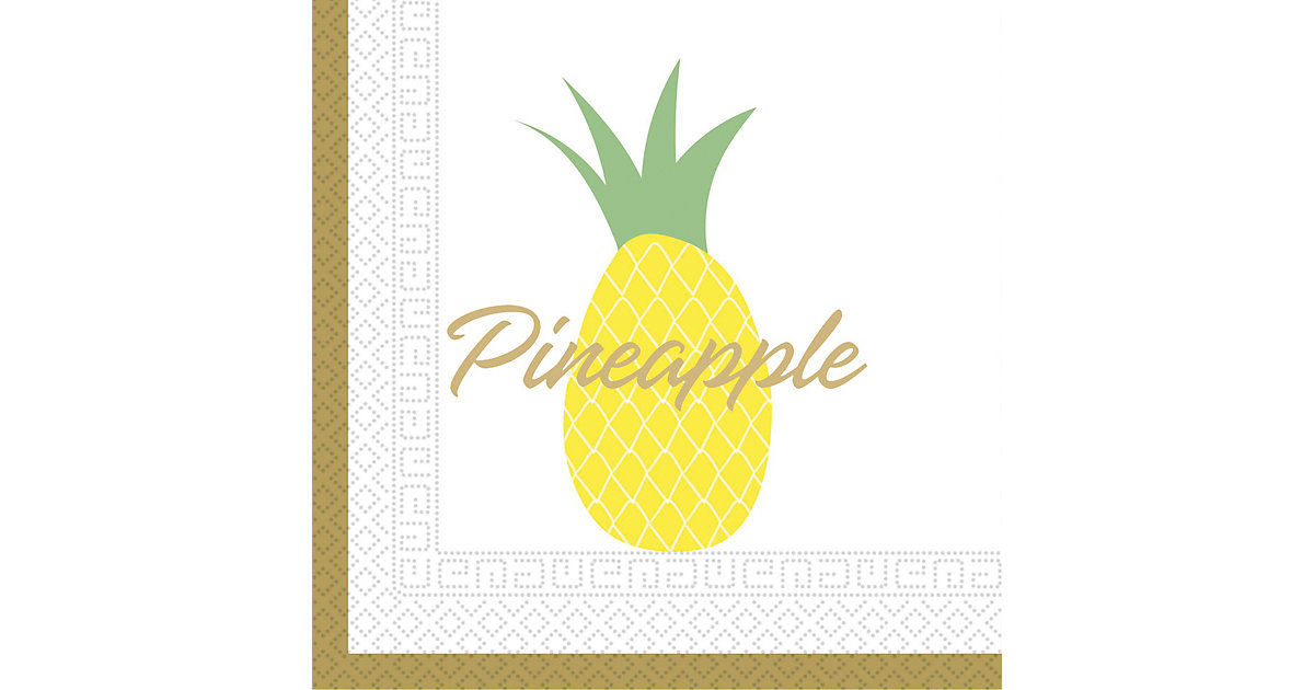 Ananas 20 zweilagige Servietten 33x33 cm Design Pineapples Fresh gelb/grün von Procos