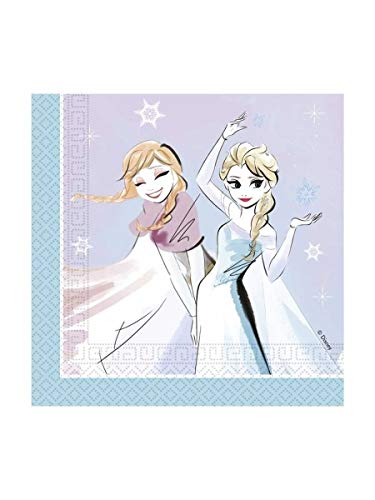 Disney Frozen Sparkle Papierservietten (33 x 33 cm, 2 Pfähle), 20 Stück von Procos