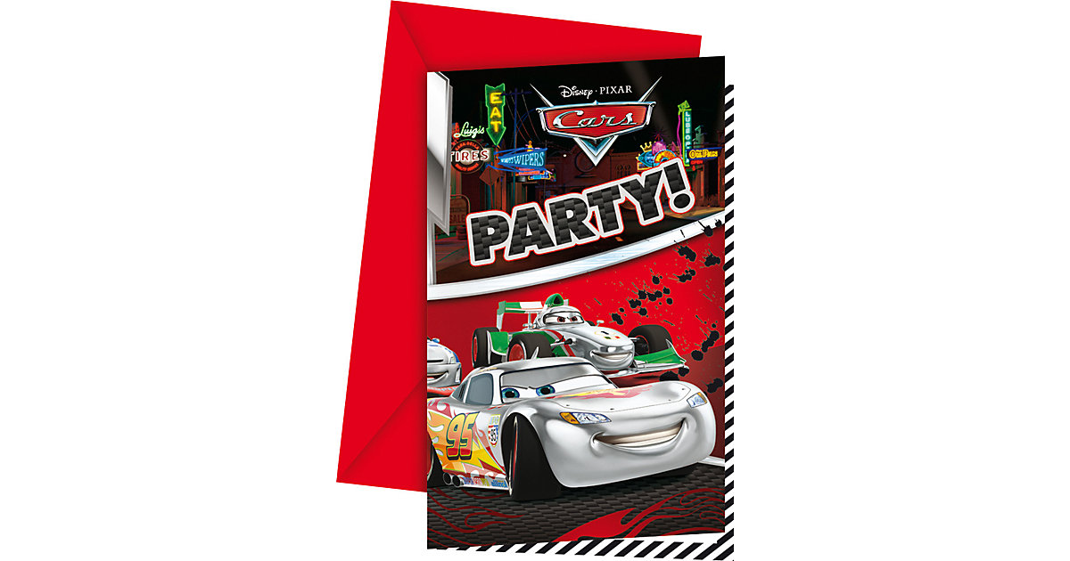 Einladungskarten Disney Cars Silver, 6 Stück inkl. Umschlag rot-kombi Einladungskarten Disney Cars Silver, 6 Stück inkl. Umschlag rot-kombi von Procos