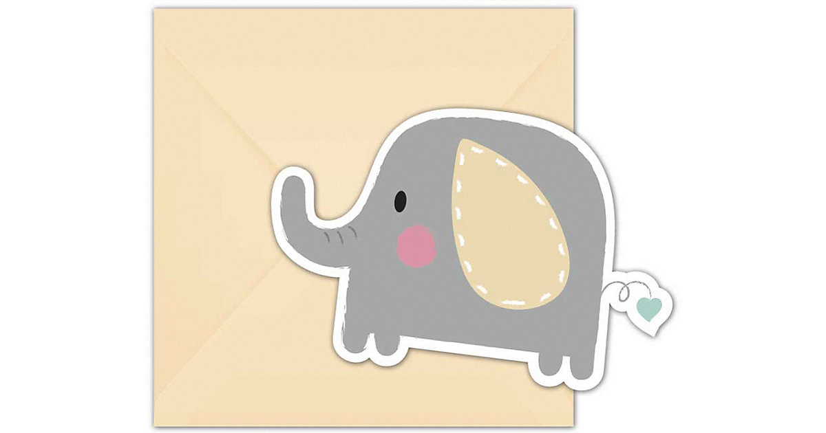 Einladungskarten Baby Elefant, gestanzt, 6 Stück inkl. Umschlag beige Einladungskarten Baby Elefant, gestanzt, 6 Stück inkl. Umschlag beige von Procos