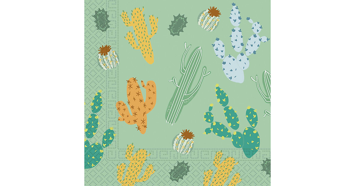 Servietten Cactus, 33 x 33 cm, 2-lagig, 20 Stück grün/weiß von Procos