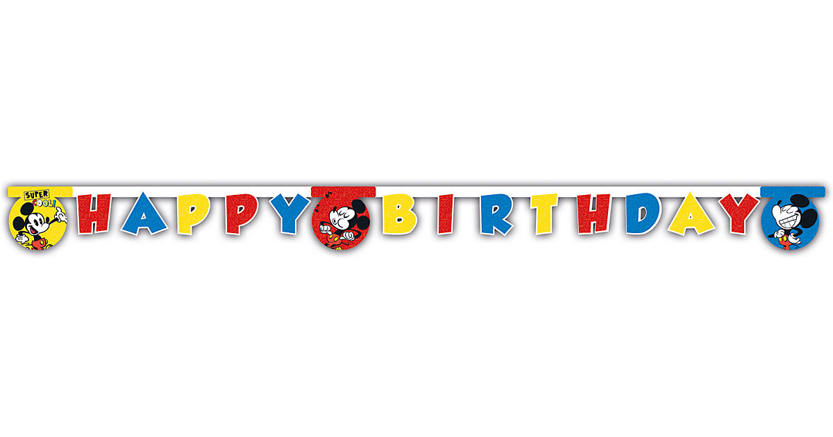 Happy Birthday Girlande Disney Mickey Mouse Super Cool, 2 m mehrfarbig Modell 8 Happy Birthday Girlande Disney Mickey Mouse Super Cool, 2 m mehrfarbig Modell 8 von Procos