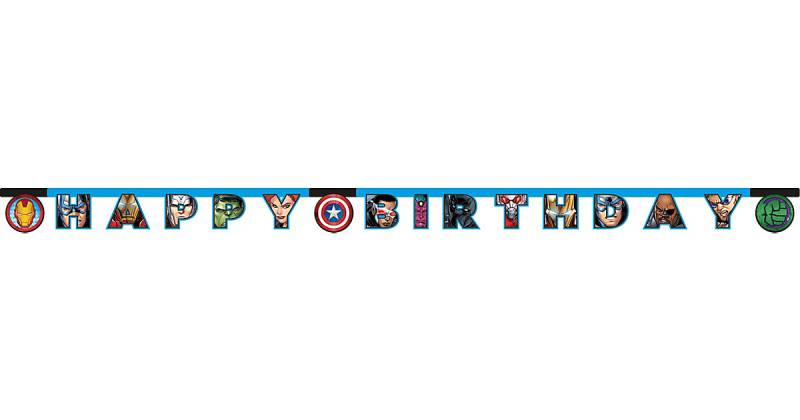 Happy Birthday Girlande Mighty Avengers, 2 m blau von Procos