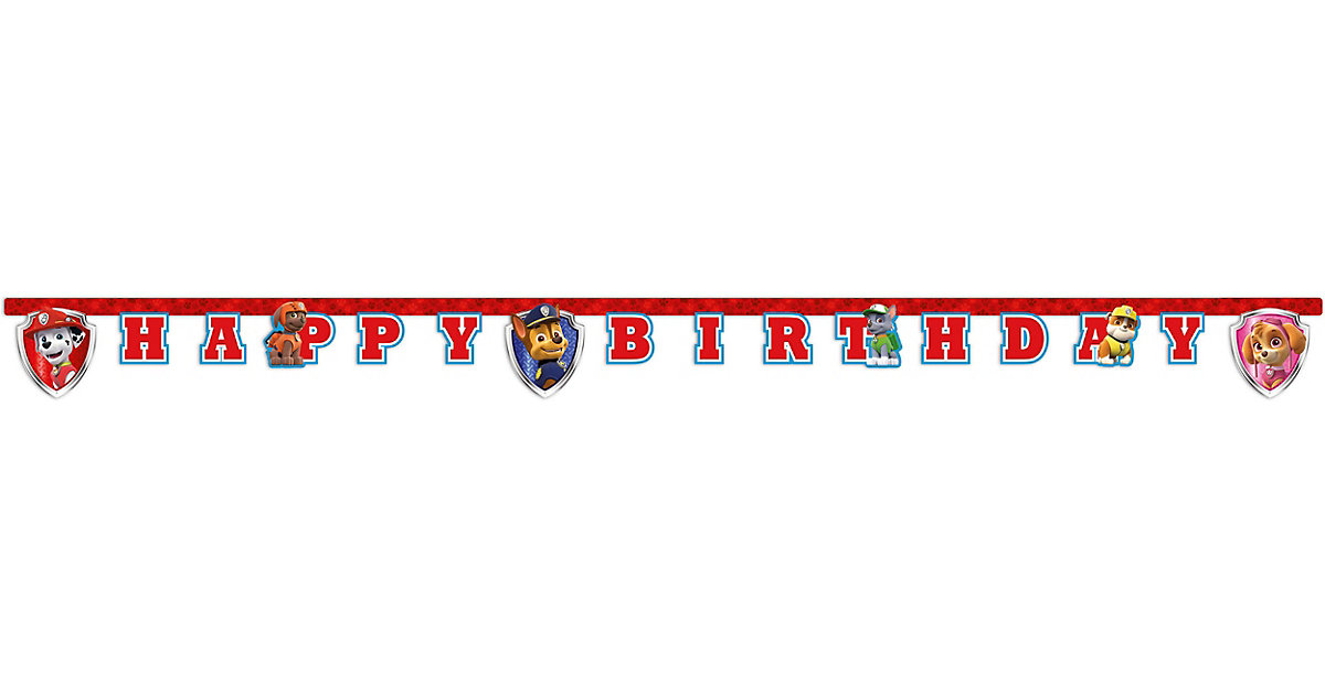 Happy Birthday Girlande PAW Patrol Ready For Action, 2 m rot-kombi Happy Birthday Girlande PAW Patrol Ready For Action, 2 m rot-kombi von Procos
