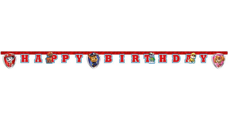 Happy Birthday Girlande PAW Patrol Ready For Action, 2 m rot-kombi von Procos