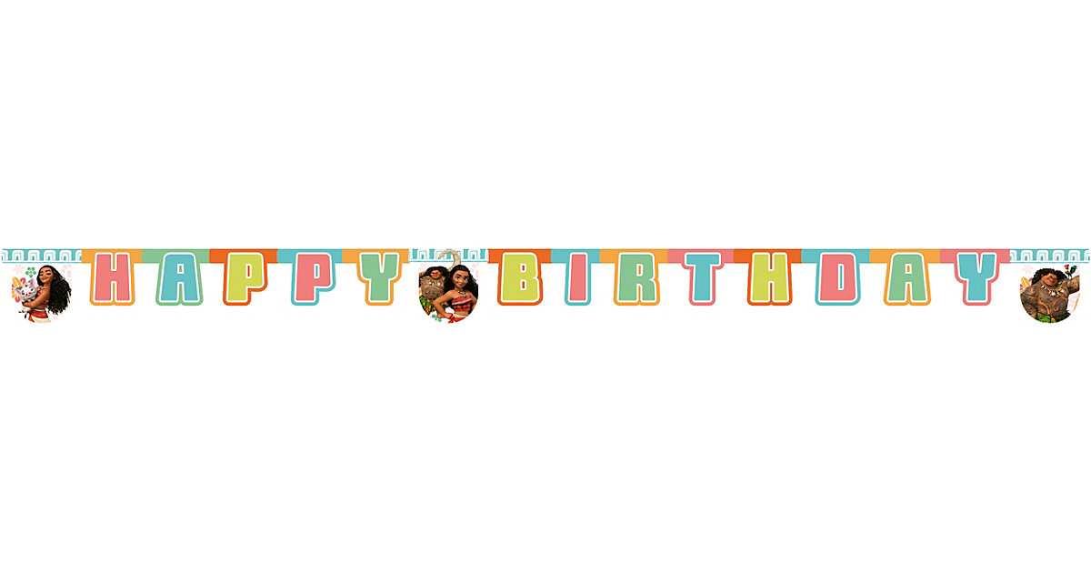 Happy Birthday Girlande Disney Vaiana, 2 m mehrfarbig Modell 6 Happy Birthday Girlande Disney Vaiana, 2 m mehrfarbig Modell 6 von Procos