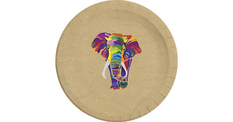 Kompostierbar 8 Pappteller 23cm Design Elephant Kompostierbar bunt von Procos