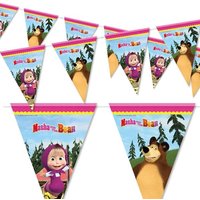 Mascha und der Bär Wimpelkette, 2,3 m lang, Raumdeko zur Themenparty von Procos