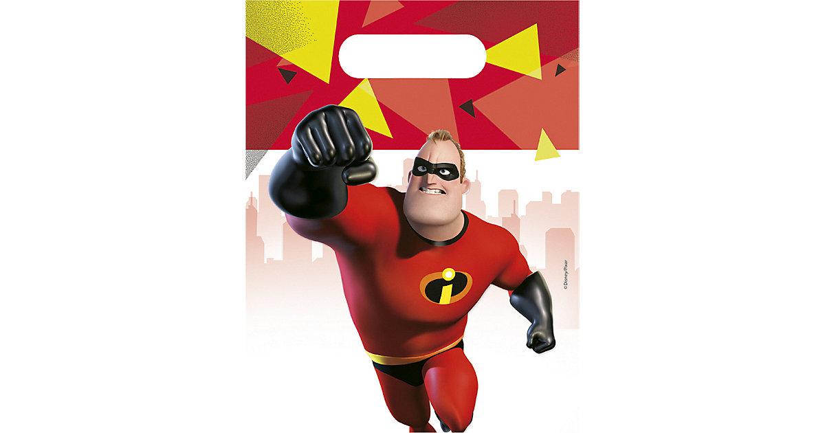 Mitgebseltüten The Incredibles 2-Die unbestechlichen 2, 6 Stück schwarz/rot von Procos