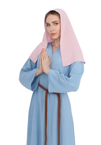 PROCOS Biblisches Bauernkostüm, Bäuerin, Jungfrau Maria, blaues Kleid für Damen, mit violettem Schleier, mittelalterliches Kostüm, Blau, XL von Procos