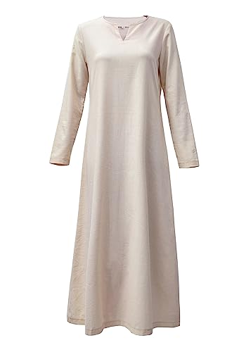 PROCOS Damen Mittelalter Unterkleid Leinen Tunika Kleid Wikinger Bauernkleid Cosplay Kostüme, Elfenbein, Groß von Procos
