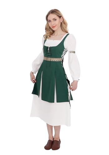 PROCOS Mittelalterliches Kleid für Damen, Renaissance, viktorianischer Korsettrock, Retro, Leinen, Grün, Ren-Faire-Outfit, Cosplay-Kostüm, Schwarz, S PROCOS Mittelalterliches Kleid für Damen, Renaissance, viktorianischer Korsettrock, Retro, Leinen, Grün, Ren-Faire-Outfit, Cosplay-Kostüm, Schwarz, S von Procos