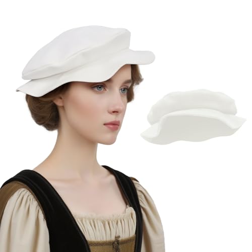 PROCOS Renaissance Tudor Flache Baskenmütze für Damen, französische Baskenmütze, Malermütze, klassisches Kostüm, Herren, Mittelalter, Weiss/opulenter Garten, 01 PROCOS Renaissance Tudor Flache Baskenmütze für Damen, französische Baskenmütze, Malermütze, klassisches Kostüm, Herren, Mittelalter, Weiss/opulenter Garten, 01 von Procos