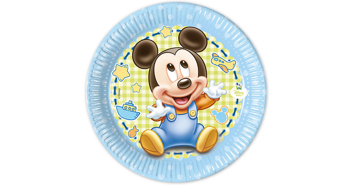 Papp-Partyteller Disney Mickey Mouse Baby, Ø 20 cm, 8 Stück hellblau/grün Papp-Partyteller Disney Mickey Mouse Baby, Ø 20 cm, 8 Stück hellblau/grün von Procos
