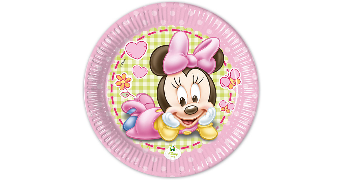 Pappteller Baby Minnie 20 cm, 8 Stück rosa-kombi von Procos