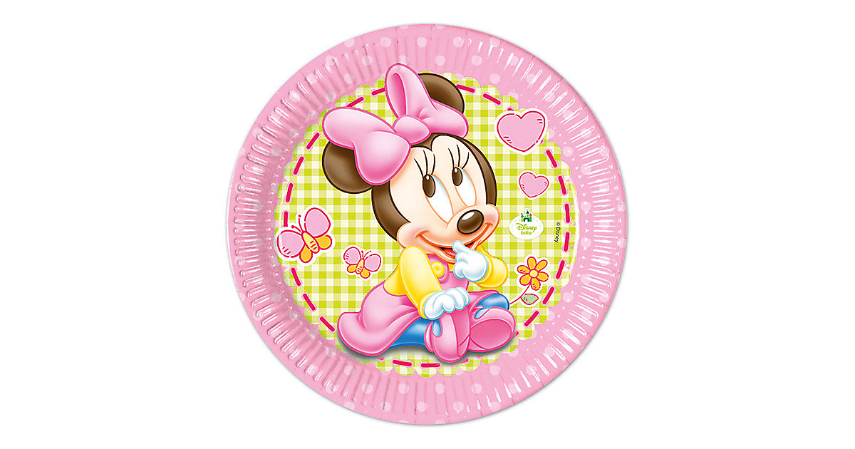 Pappteller Baby Minnie 23 cm, 8 Stück rosa-kombi von Procos