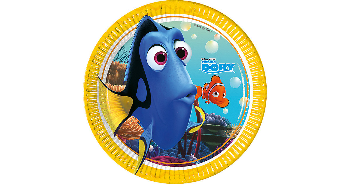 Papp-Partyteller Disney Findet Dorie 20 cm, 8 Stück blau/gold Papp-Partyteller Disney Findet Dorie 20 cm, 8 Stück blau/gold von Procos