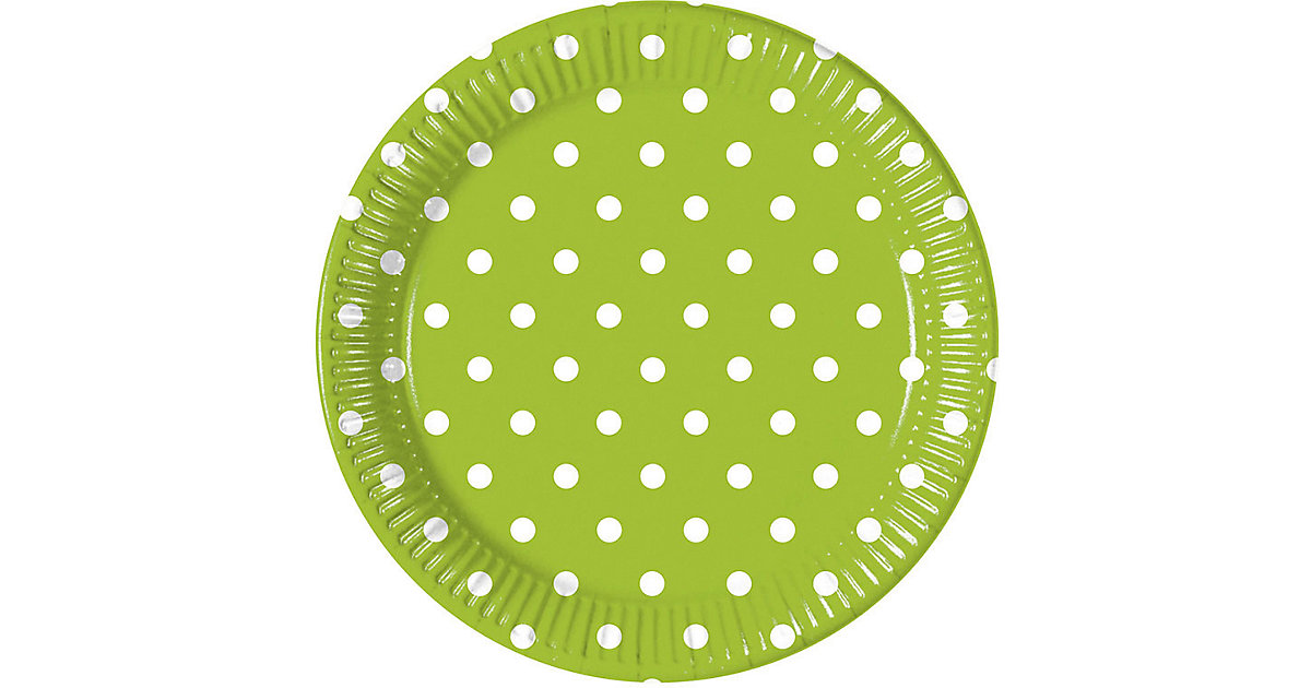 Papp-Partyteller Green Dots, Ø 23 cm, 8 Stück hellgrün von Procos