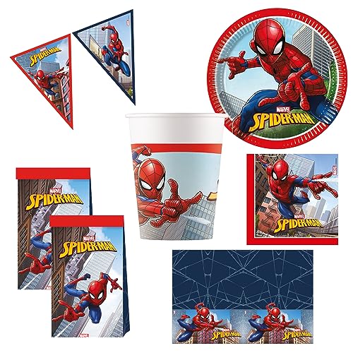Procos 10215303DY - Party Set Spiderman Crime Fighter, 46-teiliges Einweggeschirr für Kindergeburtstag und Mottoparty, Tischdeko, unbekannt von Procos