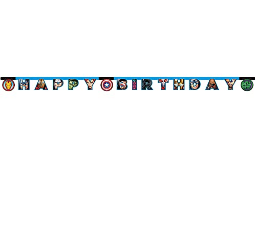 Procos 87972 - Girlande Happy Birthday Mighty Avengers, Länge 2 m, Buchstaben-Girlande, Schriftzug, Hänge-Dekoration, Geburtstag, Mottoparty Procos 87972 - Girlande Happy Birthday Mighty Avengers, Länge 2 m, Buchstaben-Girlande, Schriftzug, Hänge-Dekoration, Geburtstag, Mottoparty von Procos