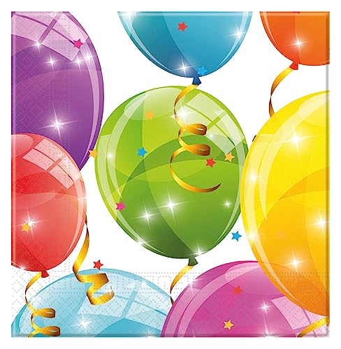 Procos 88150 - Servietten, Sparkling Balloons, 33x33cm, 20 Stück, Geburtstag, Mottoparty, Mittel von Procos