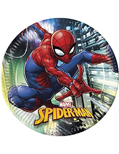 Procos 89445 - Teller Spiderman Team Up, 8 Stück, Durchmesser 23 cm, Einwegteller, Kindergeburtstag, Partygeschirr, Blau von Procos