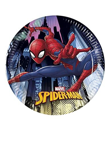 Procos 89446 - Teller The Ultimate Spiderman Web Warriors, 8 Stück, Durchmesser 20 cm, Einwegteller, Kindergeburtstag, Partygeschirr von Procos