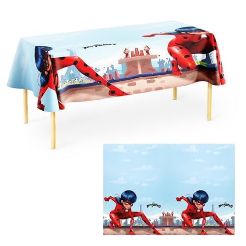 Procos 91347 - Tischdecke mit Kunststoff-Folie, Miraculous Ladybug, Kindergeburtstag von Procos