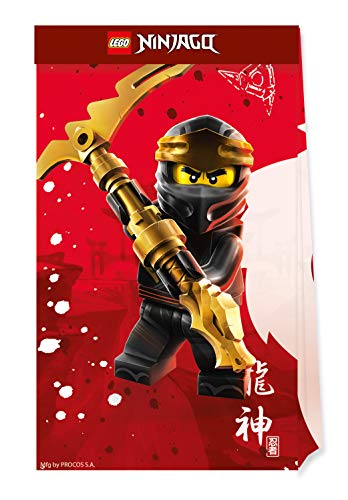 Procos 92242 - Partytüten, Lego Ninjago, FSC® Mix, 4 Stück, Papiertüten, Mitgebsel, Geburtstag, Mottoparty von Procos