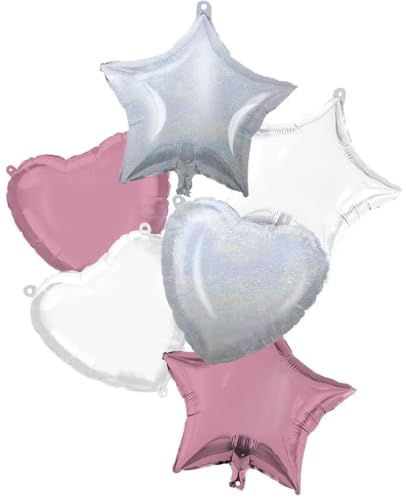Procos 92449 - Folienballon Set Sterne und Herzen, 6 Stück, Größe 46 cm, Helium, Ballon, Geburtstag, Dekoration, Geschenk Procos 92449 - Folienballon Set Sterne und Herzen, 6 Stück, Größe 46 cm, Helium, Ballon, Geburtstag, Dekoration, Geschenk von Procos