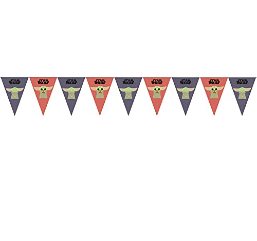 Procos 93133 - Wimpel-Kette Mandalorian, FSC® Mix, Länge 2,3 m, Girlande, Fahnen-Dekoration, Hänge-Deko, Geburtstag, Mottoparty von Procos